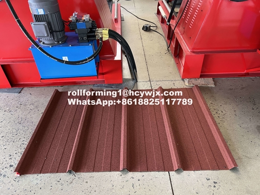 Precision Customizable Roofing Sheet Roll Forming Machine Pemotongan hidraulik