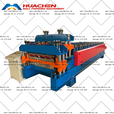 Chain Drive Double Deck Roll Forming Machine untuk PPGI / GI Material Jenis material