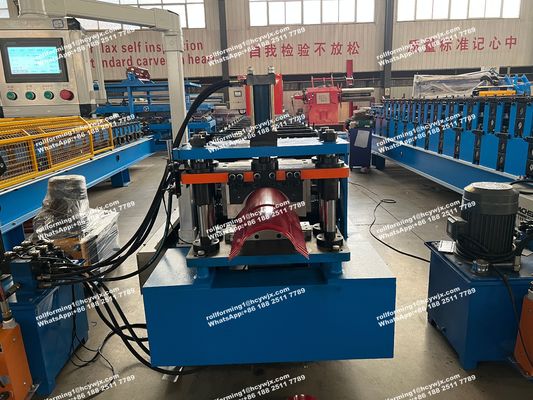 Mesin Otomatis Ridge Cap Roll Forming, Mesin Pembuatan Genteng Atap Pemotongan Hidraulik