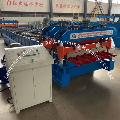 1250mm glazed Step Tile Roll Forming Machine dengan 15 stasiun dan Chain Drive untuk panel atap
