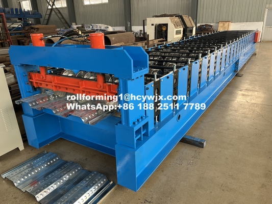 PLC dikendalikan lantai dek roll Forming Machine 400mm H Balok baja Frame 1220mm lebar
