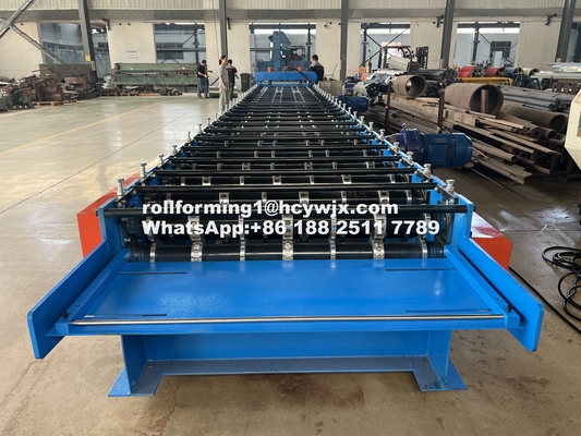 PLC dikendalikan lantai dek roll Forming Machine 400mm H Balok baja Frame 1220mm lebar