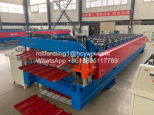 75mm Main Shaft Button Touch Screen Roll Forming Machine untuk logam 0,3-0,6mm