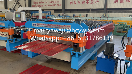 Metal Double Layer HC6/22 Trapezoid Roof Tile Making Roll Forming Machine Tingkat Atas Mini Peak