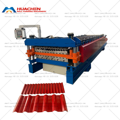 Double Lapisan Galvanized Tile Roofing Sheet Membuat Roll Membentuk Mesin