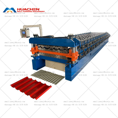 Bahan Bangunan Lapisan Ganda Mesin atap bergelombang Dan Trapezoidal Sheet Roll Forming Machine