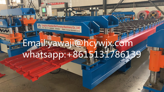 380v Atap Lempeng Baja Kaca Tile Roll Forming Mesin dengan CR12 Cutter Material