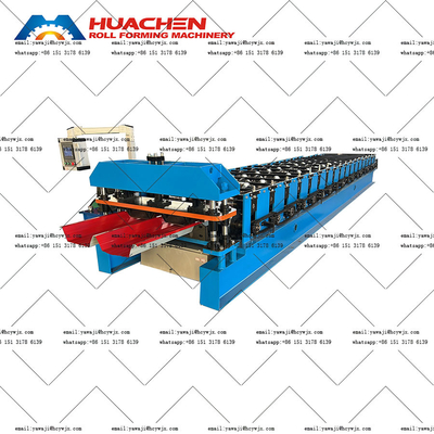 Mesin Pembentuk Roof Roll PLC Step yang sangat tahan lama 0.3-0.6mm Ketebalan Bahan 70mm Diameter poros