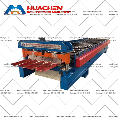 1220mm Material Lebar Lembar Besi Langkah Tile Atap Roll Forming Mesin Dengan Chain Drive