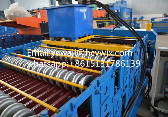 Chain Drive Double Deck Roll Forming Machine Untuk 1250mm Material Lebar Dalam Waktu Pengiriman Singkat