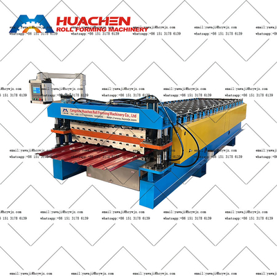Harga terjangkau Chain Drive Double Deck Roll Forming Machine Tegangan 380v 50Hz 3 Fase