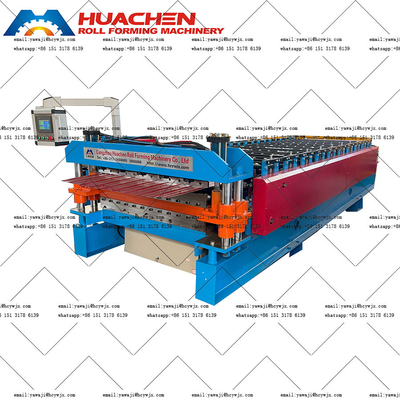 Chain Drive Double Deck Roll Forming Machinery dengan 45 Steel quenching dan plating roller shafts