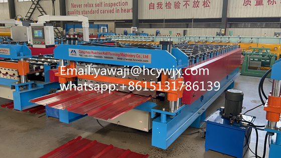 Chain Drive Double Deck Roll Forming Machinery dengan 45 Steel quenching dan plating roller shafts