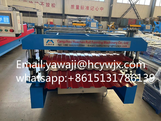 0.3-0.6mm Material Ketebalan Mesin Forming Roll Double Deck dengan 45 Steel quenching dan plating