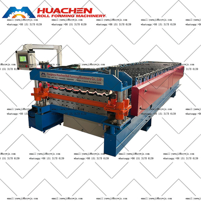 Fleksibel Double Deck Roll Forming Machine dengan 5.5 5.5KW Total Power dan CR12 Cutter Material untuk kebutuhan produksi yang disesuaikan