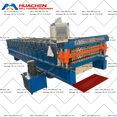 Mesin Pembentuk Roll Double Deck dengan Stasiun Roller 16/17 dan Chain Drive