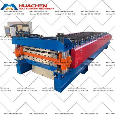 CR12 Cutter Material Double Deck Roll Forming Machinery dengan Chain Drive