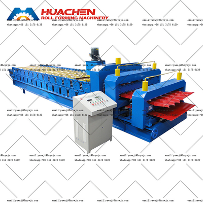 PPGI / GI Double Deck Roll Forming Machine Untuk Ketebalan 0,3-0,6mm