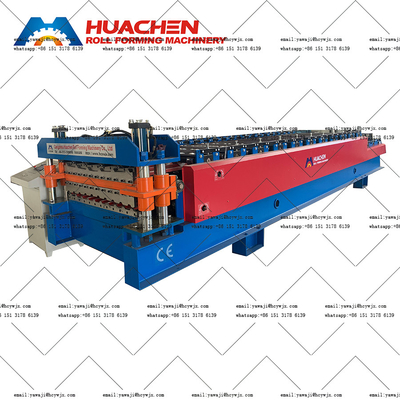 1250mm Material Width Double Deck Roll Forming Machine Dengan Bahan Pemotong CR12 Canggih