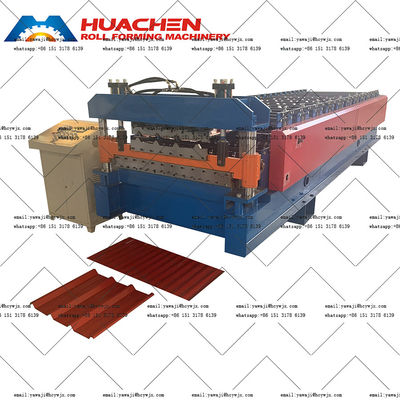 Double Deck 0,3-0,6mm Steel Roofing Roll Forming Machines Untuk 1200mm