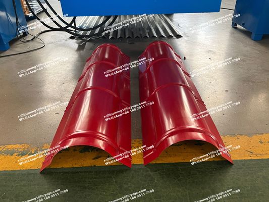 Mesin Otomatis Ridge Cap Roll Forming, Mesin Pembuatan Genteng Atap Pemotongan Hidraulik
