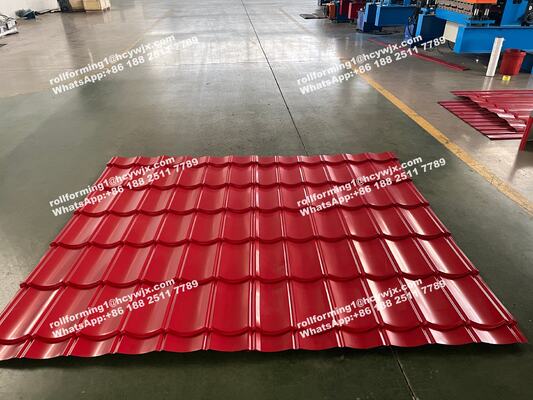 Mesin Pembentuk Gulungan Lapis Ganda dengan Sistem Kontrol PLC Pemotongan Hidrolik untuk Genteng Atap Ketebalan 0.3-0.6mm