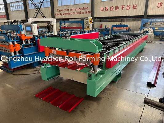 Galvanized Roofing Sheet Roll Forming Machine dengan Kecepatan 15m/min, 45# Steel quenching and Plating Rollers, dan 380V 50Hz 3Phases Power