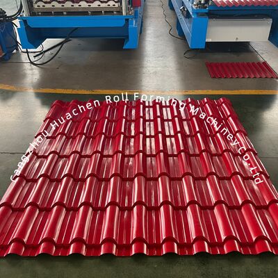 Mesin Pembentuk Gulungan Ubin Berglasir dengan Lebar Material 1200mm, 18 Rol, Daya 5.5KW untuk Ubin Atap PPGI/GI