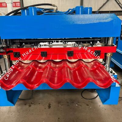 Stasiun Forming Custom 13-22 Metal Roof Tile Roll Forming Machine dengan Tegangan 380V dan 5.5+4KW Power untuk Color Steel Tile