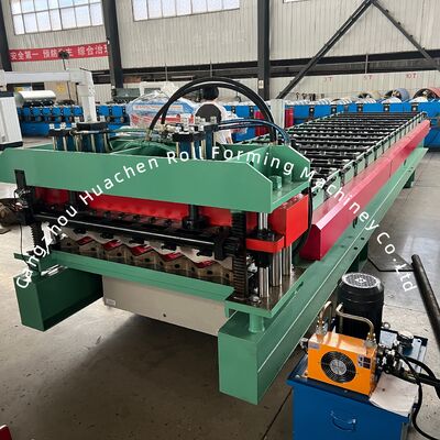 16 Stasiun Aluminium Roof Glazed Tile Roll Forming Machine dengan Lebar 1220mm dan Chain Drive