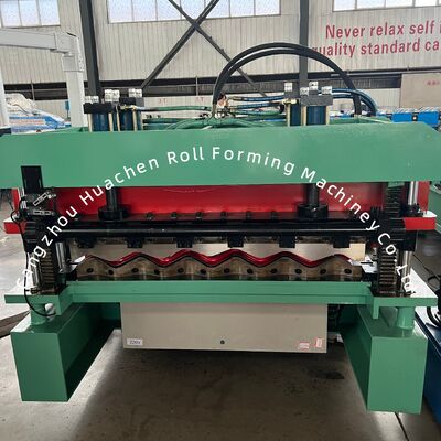 16 Stasiun Aluminium Roof Glazed Tile Roll Forming Machine dengan Lebar 1220mm dan Chain Drive