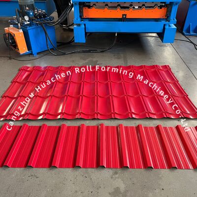 1250mm Lebar Galvanized Sheet Roll Forming Machine dengan 5.5kw Daya untuk Tile Steel Making