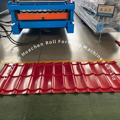 Kecepatan tinggi 15m/min Mesin Membentuk Roll Goresan Lembar Ganda dengan Kontrol PLC Panasonic dan 45 # Steel quenching