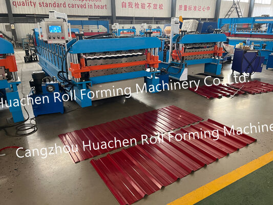 Kualitas tinggi dan frekuensi otomatis Atap Warna Steel Sheet Metal Roll Forming Machine