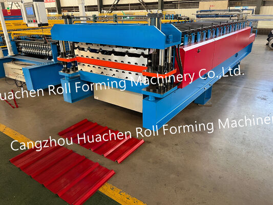 Aluminium bergelombang atap lembaran roll Forming Machine Otomatis Line