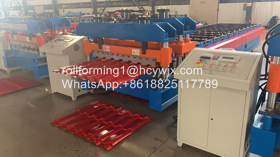 Aluminium Roofing 1200mm Glazed Tile Roll Forming Machine Hidrolik Cuting