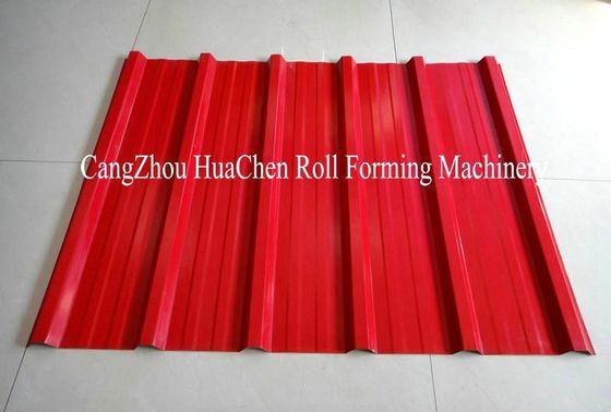 Siemens PLC Double Layer Roof Panel Roll Forming Machine Dengan Rol Keras Baja No.45