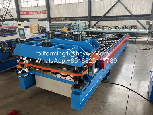 Lembar Atap Otomatis Mengkilap Tile Roll Forming Machine Kontrol Plc