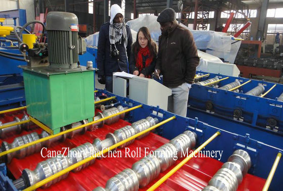 Mesin Pembentuk Gulungan Ganda Lapis Otomatis Baja Logam Berglasir untuk Pembuatan Ubin Ketebalan 0.3-0.6mm