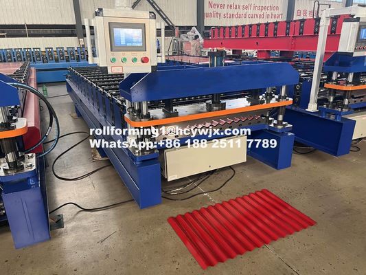 PLC dikendalikan pasar Meksiko corrugated roll Forming Machine Dengan 5.5KW daya