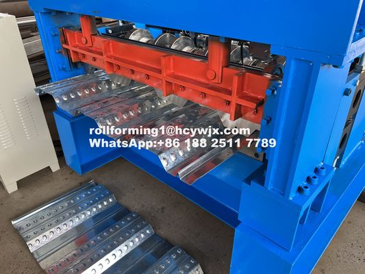 1220mm Ribbed Floor Deck Roll Forming Machine Kerangka Las Dengan Pengendalian PLC Pemotongan Hidraulik