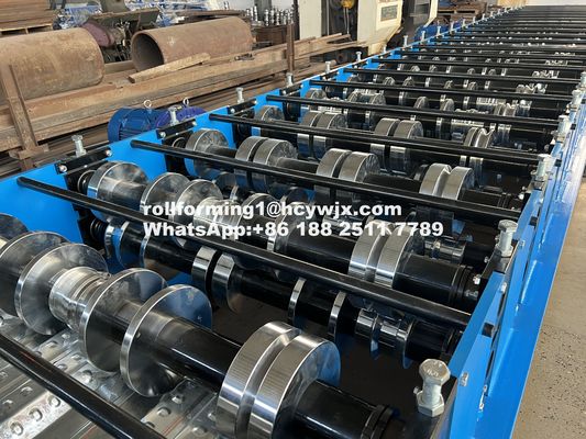 1220mm Ribbed Floor Deck Roll Forming Machine Kerangka Las Dengan Pengendalian PLC Pemotongan Hidraulik