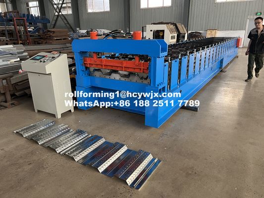 Hydraulic 11 11 5.5KW Motor Floor Deck Roll Forming Machine 8-12m/min Kecepatan Dengan Sistem Kontrol PLC