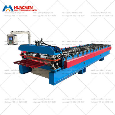 Galvanized Steel Metal Rolling Roofing Sheet Tiles Making Machine Trapezoidal Roof Roll Forming Machine Mesin pembuatan ubin atap yang tergelincir