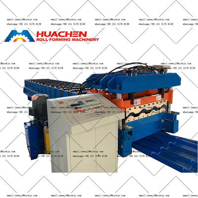 0.3-0.6mm Material Ketebalan Tembok Roof Tile Roll Forming Mesin dengan diameter poros 70mm