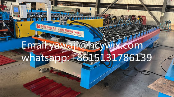 380v 50Hz 3 Fase Ibr Aluminium Steel Roof Roll Forming Machine Dengan Roller yang awet
