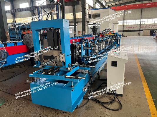 Mesin Pembentuk Roll Interchangeable C Z Purlin Otomatis 80 hingga 300 mm yang Dapat Disesuaikan