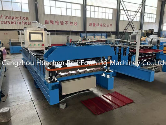 Touch Screen Control Roofing Sheet Roll Forming Machine dengan 14 Stasiun dan 5.5KW Power