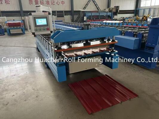 R Panel Roofing Sheet Roll Forming Machine dengan 45# Roller Baja, 11 Stasiun dan Ketebalan Material 0,3-0,6mm