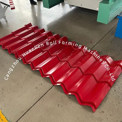16 Stasiun Aluminium Roof Glazed Tile Roll Forming Machine dengan Lebar 1220mm dan Chain Drive